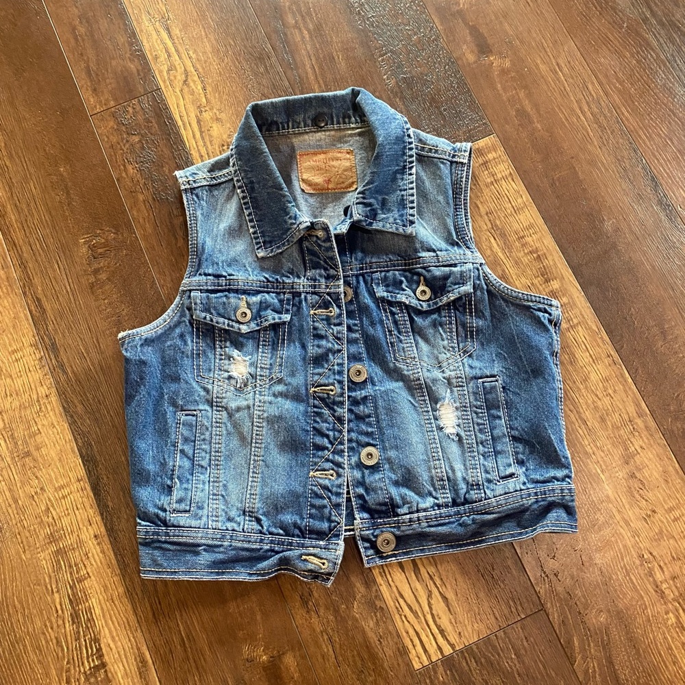 Vintage Cropped Amethyst Jeans Denim Vest